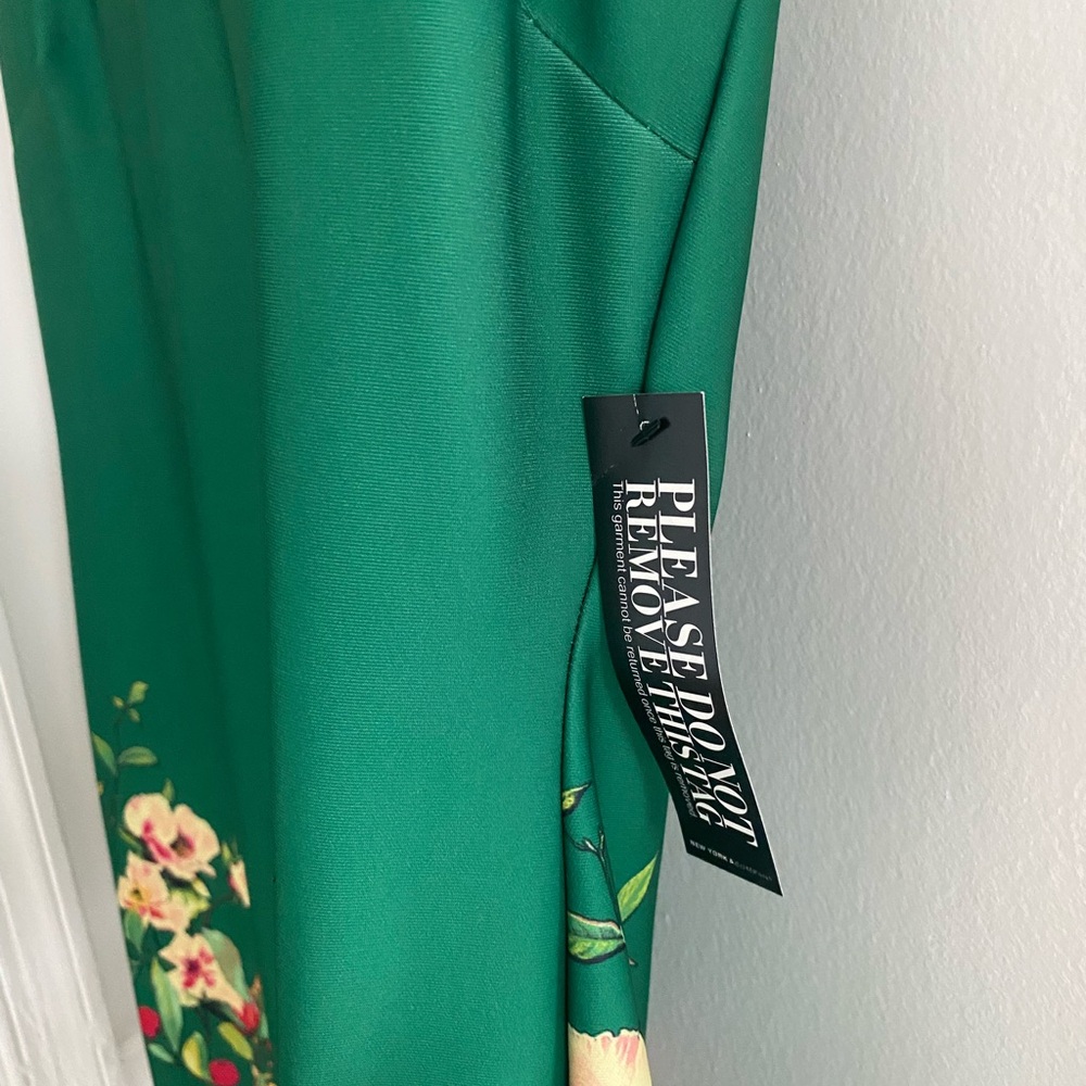 New York & Company Green Midi Dress with Floral Hem - Picture 4 of 7